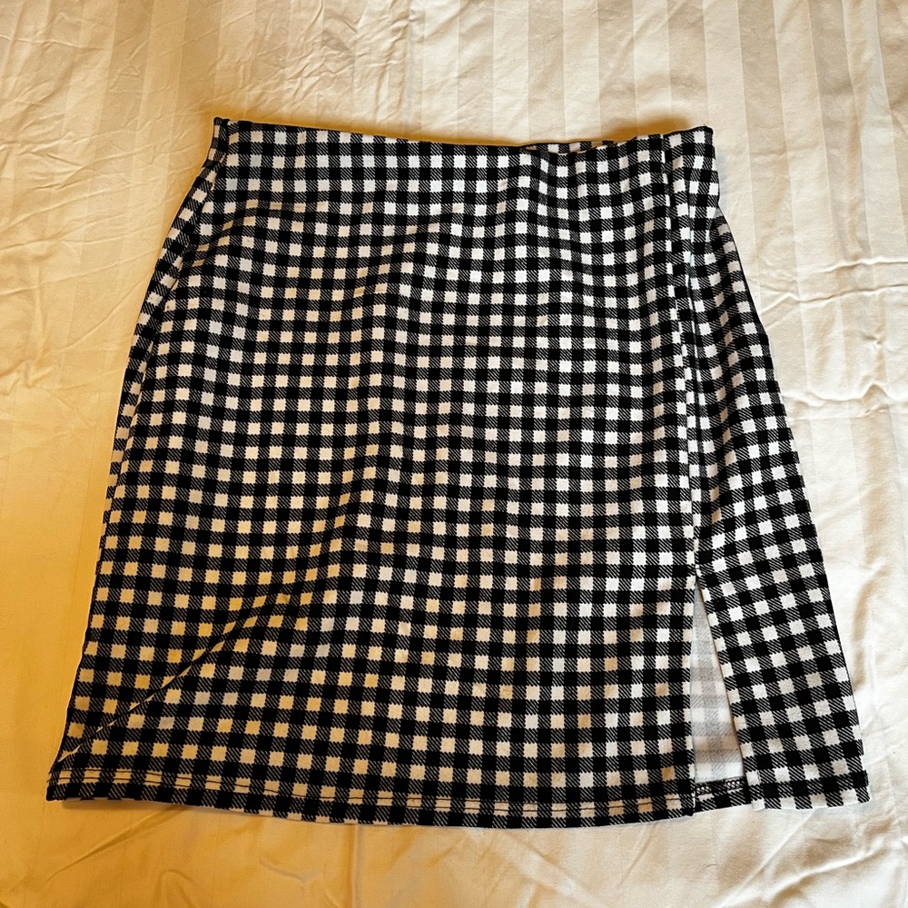 21 saints checkered slit skirt